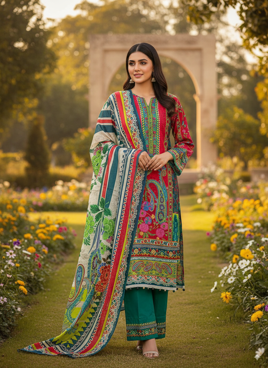 New Exclusive Jomjom A+ Great Suti Three Piece Very new Design 100% Color Guarantee Very comfortable clothes Very Special Dresses 09